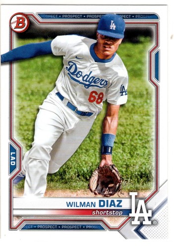 Wilman Díaz Los Angeles Dodgers 2021 Bowman Draft - Imagen 1 de 2