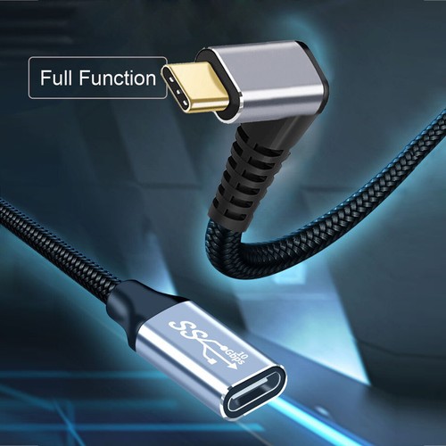 USB C USB 3.1 Type C Male to Female Extension Data Cable 90 Degree Angled 10Gbps - Picture 4 of 6