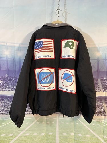 Basic Editions Un-Constitutional USA Flag Army Jacket United Nations XL Nylon - Picture 17 of 19
