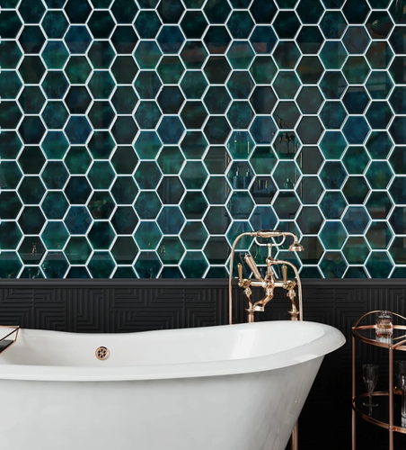 16 Sheets Hexagon Peel Stick Tiles Emerald Green 12"X12" - Picture 2 of 5