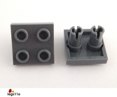 LEGO NEW 2x2 Dark Stone Grey Plate 2 Pins on Bottom 10x 6066952 Brick 15092