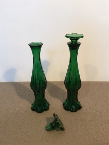 Vintage Avon Smaragd Knospe Vase Köln Flasche grün Gänseblümchen Blume mit Stopfen - Bild 3 von 8