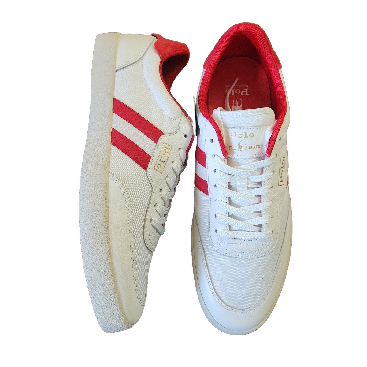 S　Polo by Ralph Lauren 1st Type Polo Ralph Lauren Men's Sneakers Sz 14 Heritage Stripe Logo Shoes