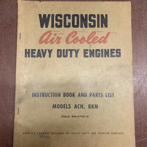 OEM Genuine Wisconsin ACN & BKN Engine Instruction Book & Parts List Manual - Picture 2 of 9