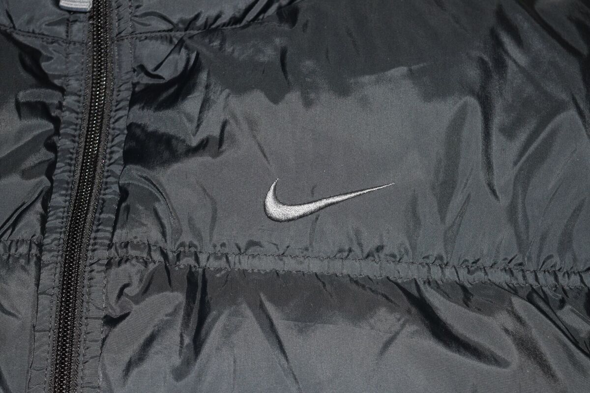 VINTAGE 00's NIKE MENS BLACK DOWN PUFFER JACKET EMBROIDERED VINTAGE 00's NIKE MENS BLACK DOWN PUFFER JACKET EMBROIDERED