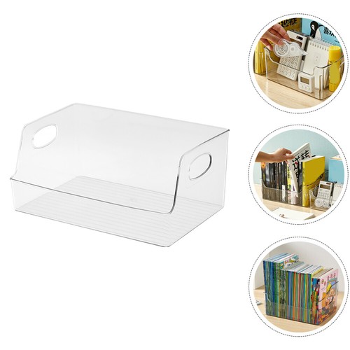 Book Storage Box Clear Bins Plastic for Kitchen Organization Office