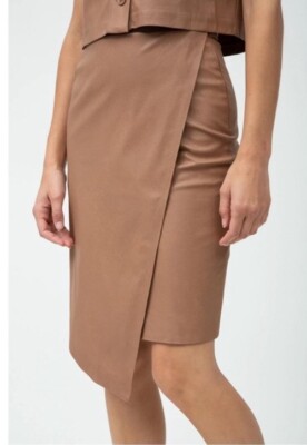 n Philanthropy NWT Standon Skirt in Ginger Brown Asymmetrical Front Women Small