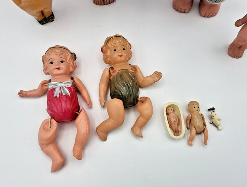 Lotto di bambole Kewpie vintage assortimento fatto a mano celluloide fatto in Giappone - Foto 6 di 7