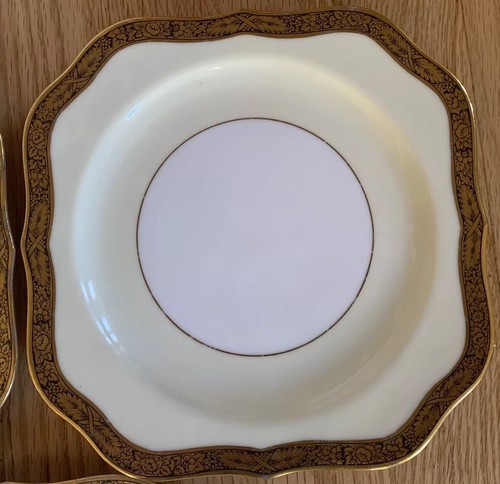 Noritake Goldkin Platos Cuadrados de Ensalada, Banda Floral Dorada y Negra Juego De 3 Temprano - Imagen 3 de 13