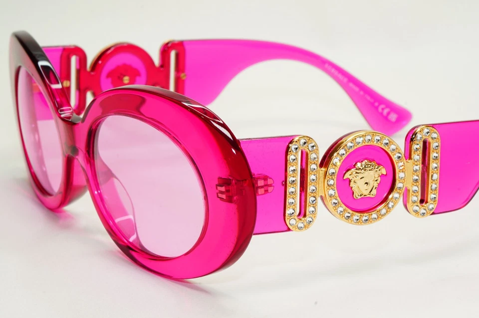 Versace Sunglasses Medusa Fuchsia Transparent Pink Large MOD VE 4426BU 5334/5 - Imagem 4 de 4