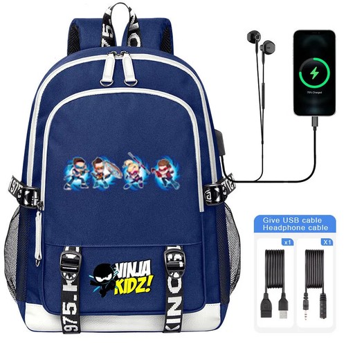 Cartoon Ninja Kidz USB Backpacks Large Capacity school bag Laptop Shoulder Bag - Picture 55 of 55