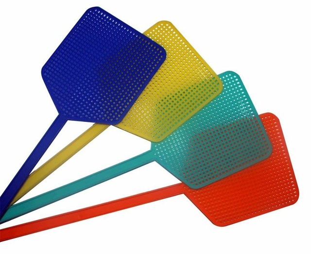 Pack of 4 Coloured Plastic Fly Swatters SWAT Insect Catcher Bug Manual