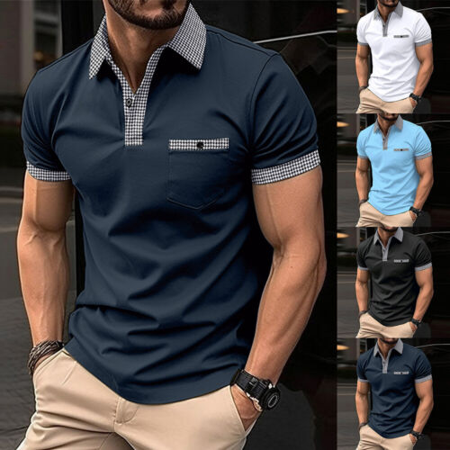 Casual Büro Sommer Tops Revers Tunika Männer Golf Pullover Tees Bluse T- ┛ - Bild 1 von 16