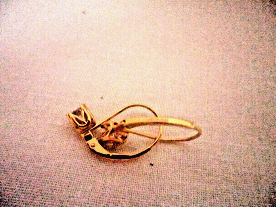 Pendientes redondos de oro amarillo de 14k de 1/2 quilate con palanca de diamantes de afinidad Foto 3 de 4