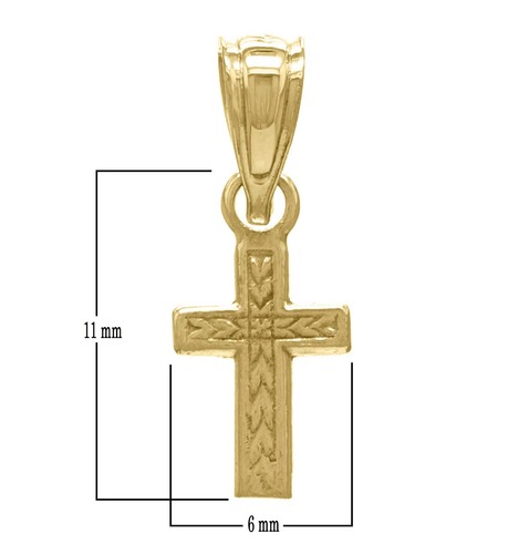 14K Yellow White or Rose Gold Small Cross Pendant Religious Charm - Picture 13 of 23
