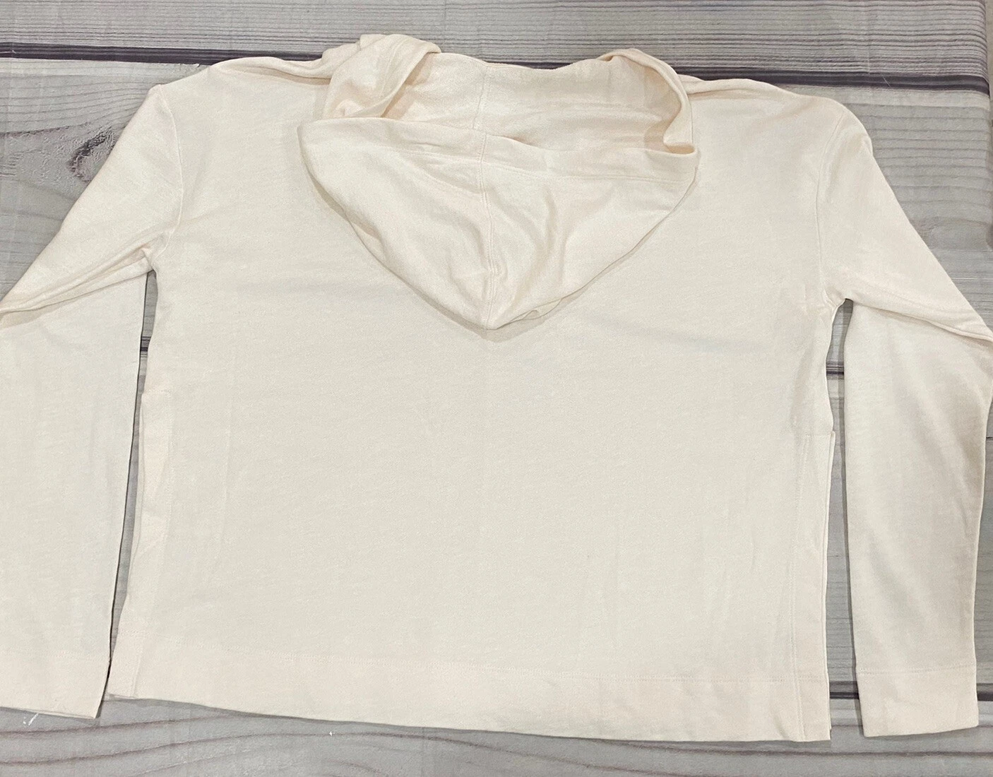 OFF WHITE Felpa con cappuccio da spiaggia LOFT taglia media tagliata fessure laterali crema surf maglione oversize