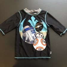 Disney Store Star Wars Black Rash guard Boys US Size 5/6; R2-D2; BB-8