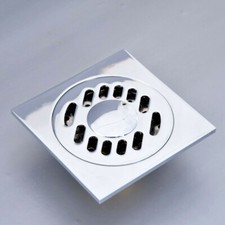 Polished Chrome Carved Floor Drain 4" Square Washer Shower Waste Drainer shr091
