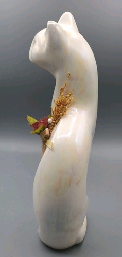 Iridescent Cream Tall Regal MCM Siamese Ceramic Cat Florals Rosenthal Netter? - Picture 8 of 13