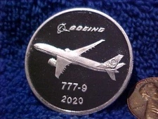 2020 BOEING EMPLOYEEs COIN CLUB 1.5 Oz Silver 777 -9 Medal . 13beHt