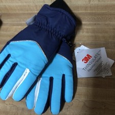 3M Girls Ski Gloves Waterproof Blue/Navy Color Size 4-6x Brand New