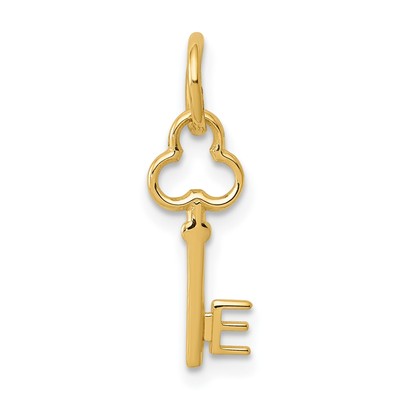 14k Gelbgold Großbuchstabe Buchstabe E Initiale auf Schlüssel Charm