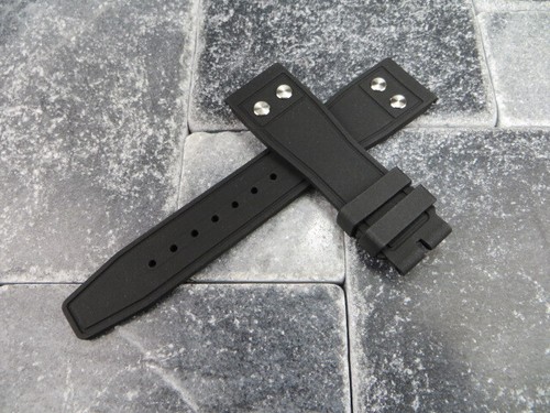 New 22mm Rubber Strap Black Blue Diver Watch Band with Rivet for IWC Big Pilot - Picture 7 of 15