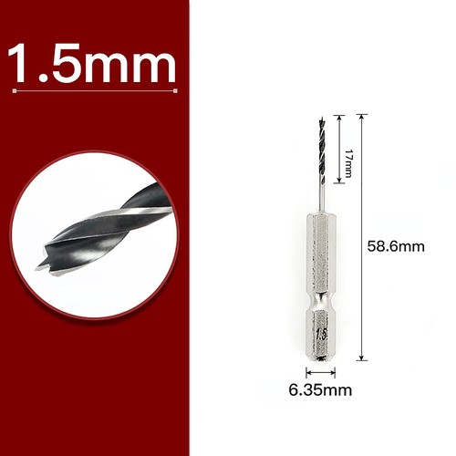 HSS Long Wood Drill Bits Set 1.5mm-10mm Brad Point Hex Shank Auger And Flat Bits - Picture 13 of 29