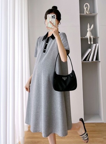 Pregnant Postpartum Maternity Women A-Line Dress Polo Neck Short Sleeve Sz 6-14 - Picture 27 of 47