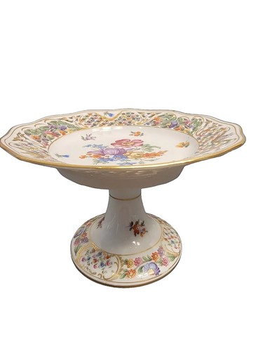 Germany Schumann Bavaria Pedestal Bowl Chateau Royal Dresner Open Work On Rim - Picture 3 of 8
