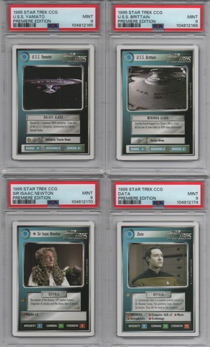 Star Trek CCG Data Worf USS Yamato Brittain Isaac Newton Premier Beta 1995 PSA 9