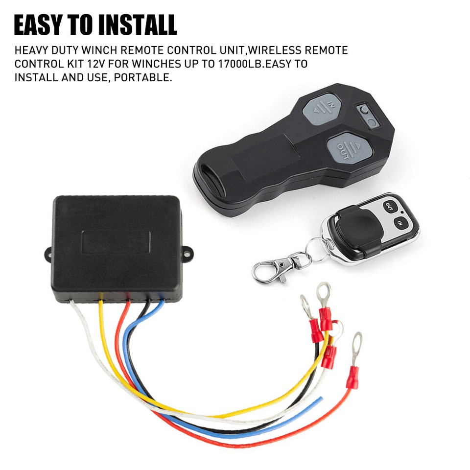 Wireless Winch Remote Control Kit - 12V Handheld Remote For Jeep, ATV, SUV, Truck Winches