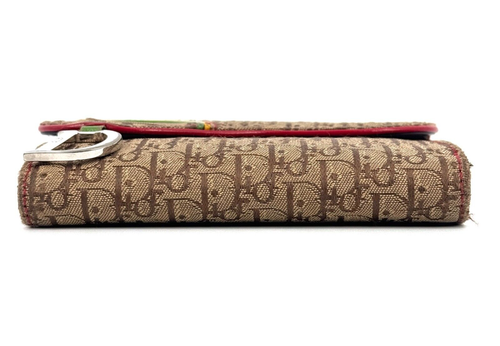 DIOR Portafoglio Piegato Trotter Tela Pelle Rasta Sella Beige Borsello Autentico - Foto 7 di 19