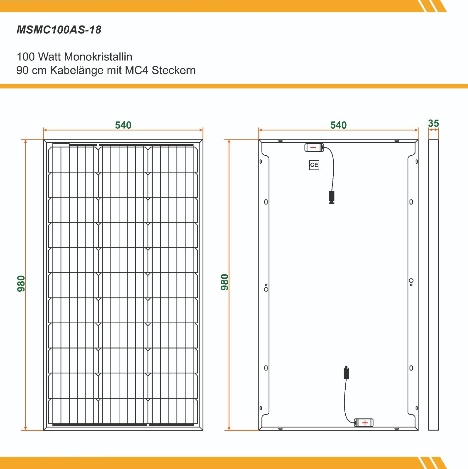 Solarpanel Solarmodul 100W 12V Monokristallin Solarzelle schwarz black (0 MwSt)