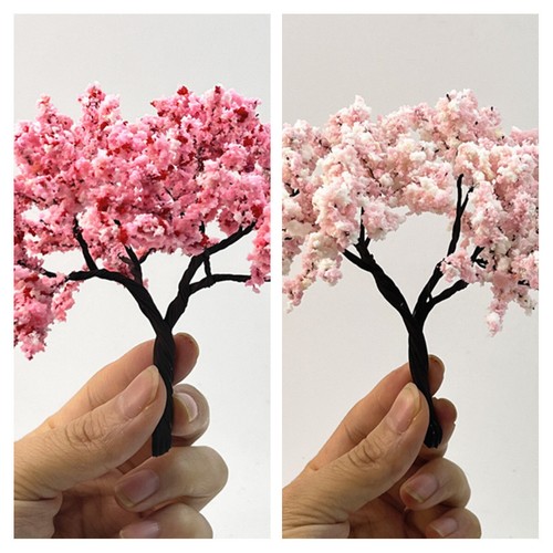 Pink Flower Trees HO/OO Scale Miniatures Landscape Plants Garden Scenery Model