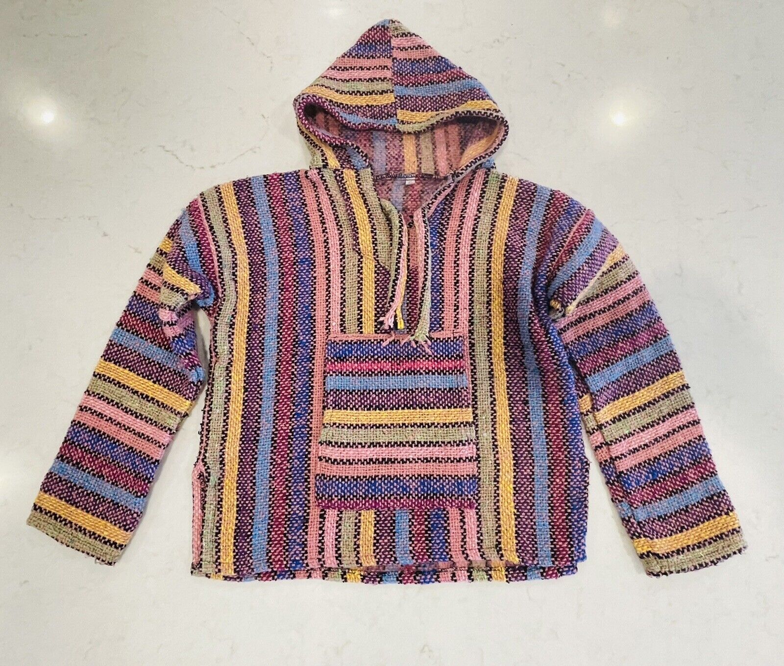 Kids Mexican Genuine Hooded Poncho Multicolor 4-6 size San Jose Mall