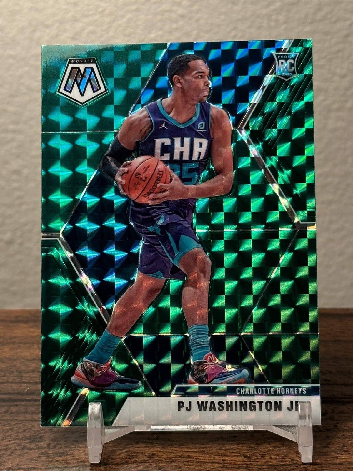 PJ Washington 2019-20 Panini Mosaic Green Prizm SP RC Rookie #213 Hornets