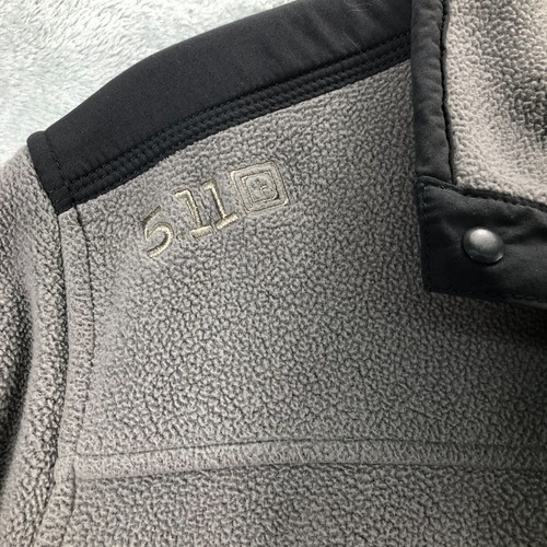 511 Tactical Pullover Men Large Gray Fleece Sweater Sweatshirt Snaps Logo Shirt - Picture 5 of 16