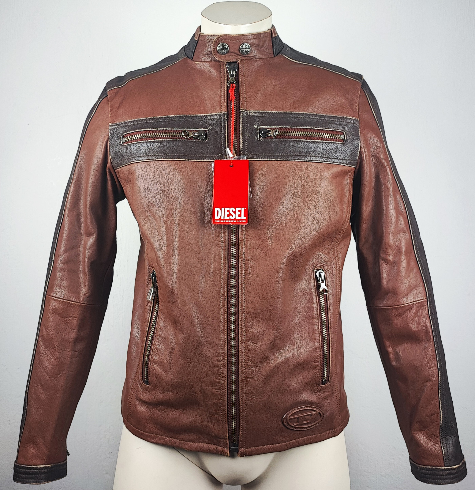 DIESEL L-MUSE Leather Jacket Designer Biker Lederjacke Herren Gr.M NEU ETIKETT