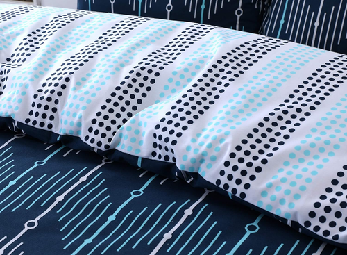 Polycotton Wende-Bettwäscheset bedruckt - Zickzackblau - Bild 3 von 7