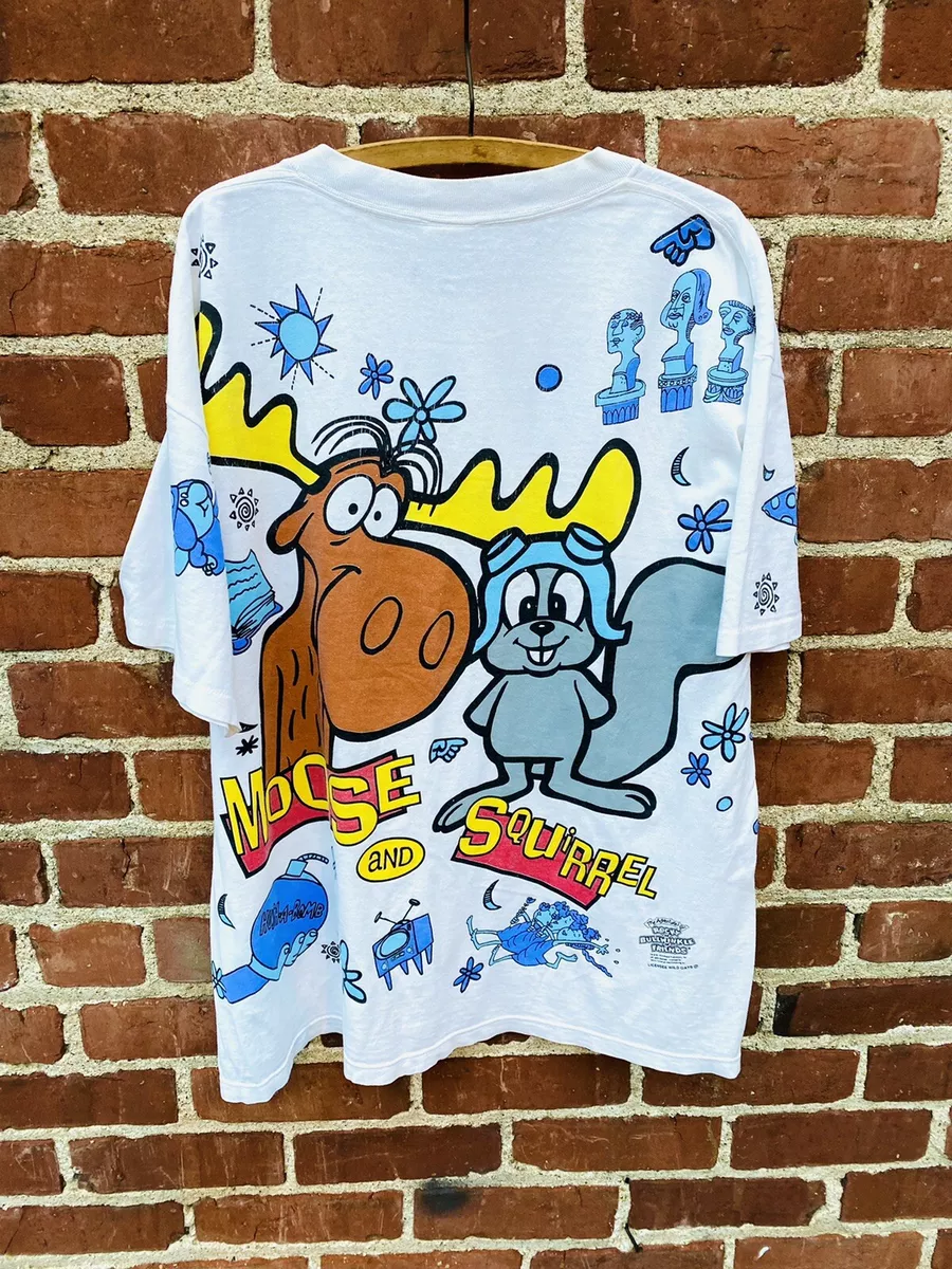 vintage Rocky and Bullwinkle t shirt aop wild oats All Over Print Single  Stitch