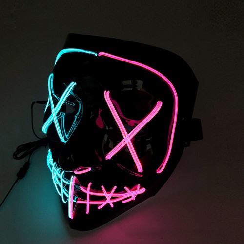 Halloween Clubbing Light Up "Stitches" LED Mask Costume Rave Cosplay EDC Party - Picture 31 of 36