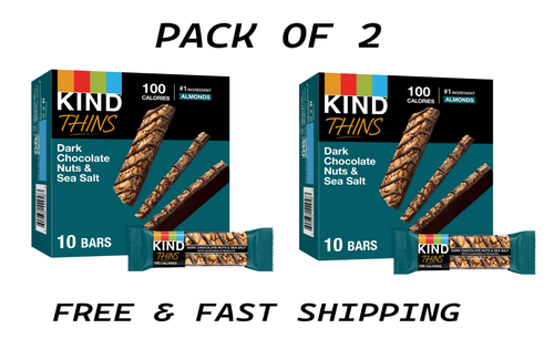 Gluten Free Dark Chocolate Nuts &Sea Salt Snack Bars,0.74 oz,10 Ct Box(2 pack)