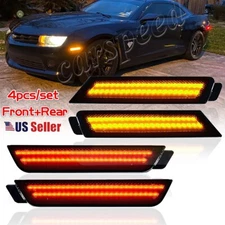 4PCS LED Front Rear Side Marker Light Amber Red Lamp For 10-15 Chevy Camaro Set