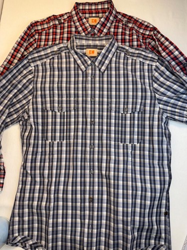 Men's Hugo Boss Orange Plaid XXL 2 Shirt Lot Blue Red EUC - Picture 3 of 14