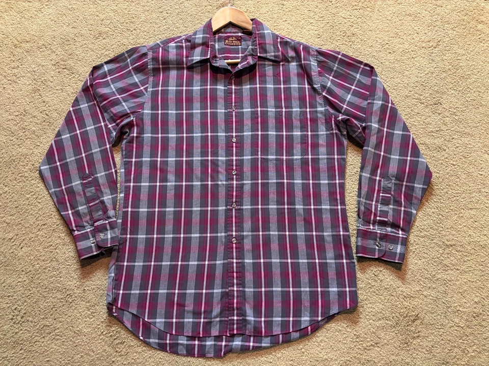 复古 80 年代 Arnold Palmer 格子礼服衬衫纽扣长袖男式中号 — 第 2/4 张图片