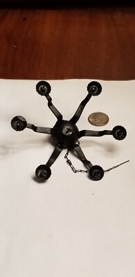 Artisan Dollhouse Miniature Black Metal Primitive Colonial Candle Chandelier 