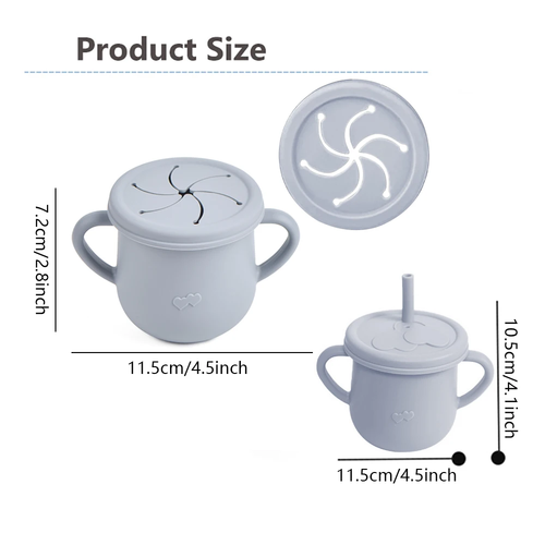 Silicone Baby Straw Cup - Cute Training Sippy Cup with Handles, Straws, Lids - R - Picture 4 of 13