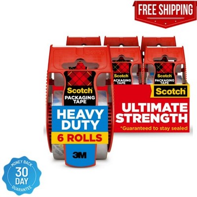 Scotch Heavy Duty Shipping Packing Tape 6 Rolls Industrial Strength Dispenser