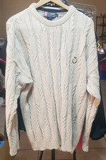 CHAPS RALPH LAUREN MADE IN USA KNIT SWEATER XL VINTAGE POLO CREST CREAM COTTON